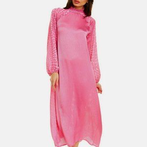 Høst & Vår Womens  Pink Cadillac High Neck Midi Dress XS NWT Pink